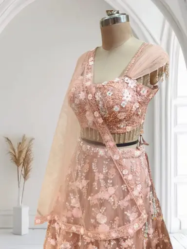 Peach B Lehnga
