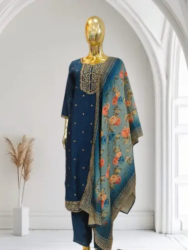 Blue kurti set with duptta 
