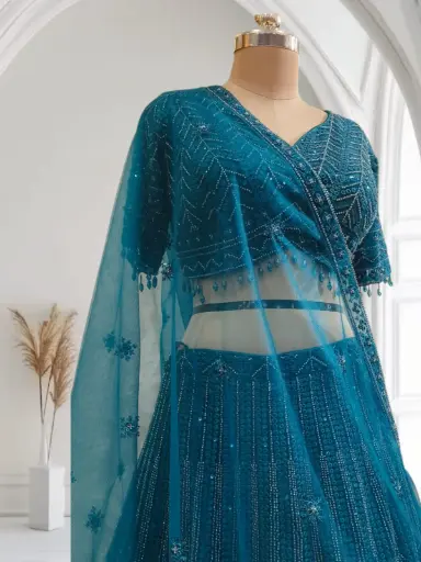Heavy Croptop Lehnga  Peacock color